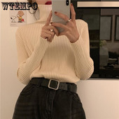 Džemperis ar apkakli Sieviešu trikotāžas džemperis ikdienišķs vienkrāsains džemperis ar garām piedurknēm džemperis Rudens Ziemas Drop Piegāde