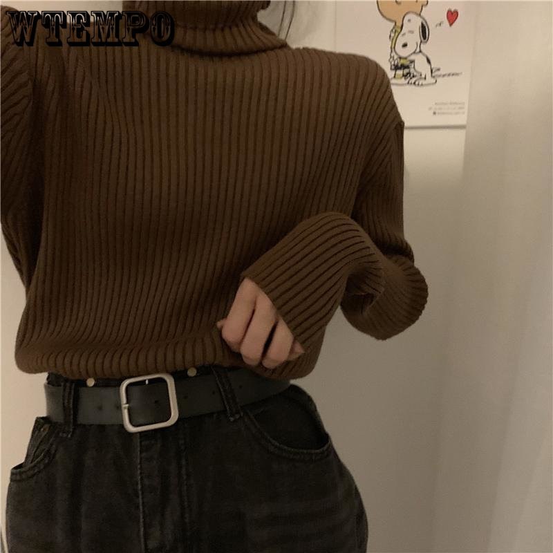 Džemperis ar apkakli Sieviešu trikotāžas džemperis ikdienišķs vienkrāsains džemperis ar garām piedurknēm džemperis Rudens Ziemas Drop Piegāde