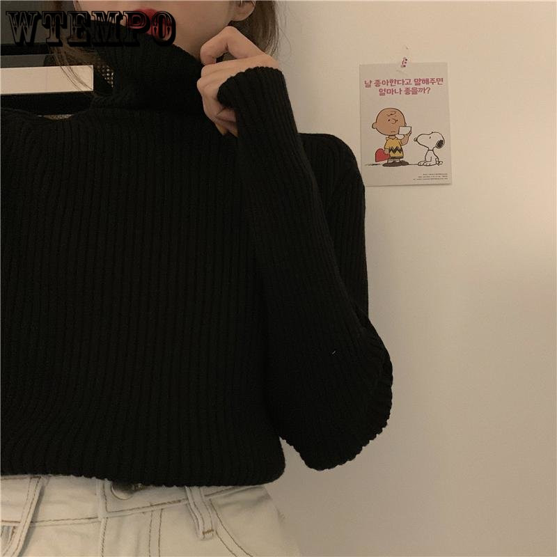 Džemperis ar apkakli Sieviešu trikotāžas džemperis ikdienišķs vienkrāsains džemperis ar garām piedurknēm džemperis Rudens Ziemas Drop Piegāde