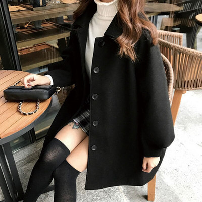 Trenčmētelis sieviešu rudens retro universāls Harajuku vienrindas A-LINE Temperament Pure sieviešu mētelis ar garām piedurknēm ikdienas apģērbi