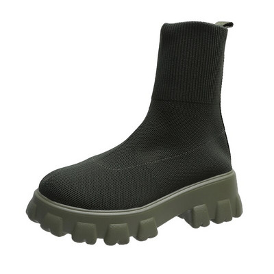 Κάλτσες αστράγαλο Ελαστικές μπότες Designer Solid Platform Snow Boots 2022 Νέα χειμωνιάτικη ζεστή μόδα πλέξιμο με μεσαίο τακούνι Γυναικείες μπότες Chelsea