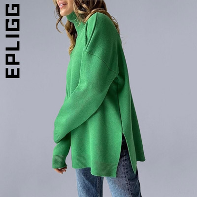 Epligg sieviešu džemperis ar apkakli, trikotāžas modes, mīksti, vienkārši sieviešu džemperi.