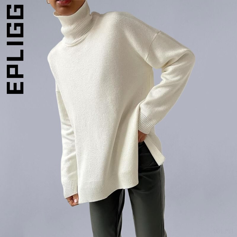 Epligg sieviešu džemperis ar apkakli, trikotāžas modes, mīksti, vienkārši sieviešu džemperi.