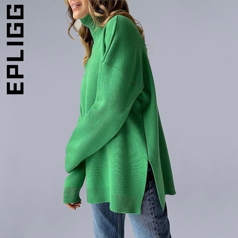 Epligg sieviešu džemperis ar apkakli, trikotāžas modes, mīksti, vienkārši sieviešu džemperi.