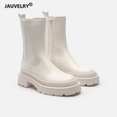 2023. gada modes dizaineru platformas zābaki Sieviešu puszābaki ar biezu papēžu sānu rāvējslēdzēju Sievietēm rudens ziemas īsi INS stila zābaki