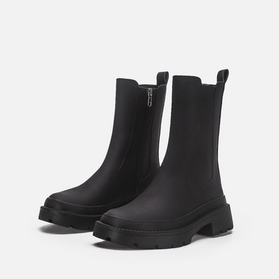 2023. gada modes dizaineru platformas zābaki Sieviešu puszābaki ar biezu papēžu sānu rāvējslēdzēju Sievietēm rudens ziemas īsi INS stila zābaki