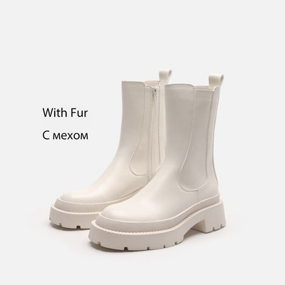 2023. gada modes dizaineru platformas zābaki Sieviešu puszābaki ar biezu papēžu sānu rāvējslēdzēju Sievietēm rudens ziemas īsi INS stila zābaki