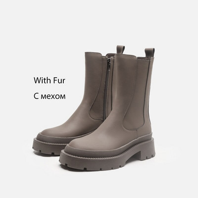 2023. gada modes dizaineru platformas zābaki Sieviešu puszābaki ar biezu papēžu sānu rāvējslēdzēju Sievietēm rudens ziemas īsi INS stila zābaki