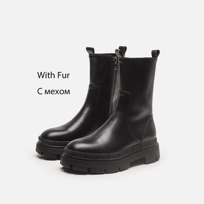 2023. gada modes dizaineru platformas zābaki Sieviešu puszābaki ar biezu papēžu sānu rāvējslēdzēju Sievietēm rudens ziemas īsi INS stila zābaki