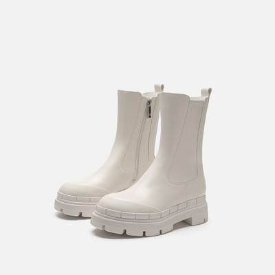 2023. gada modes dizaineru platformas zābaki Sieviešu puszābaki ar biezu papēžu sānu rāvējslēdzēju Sievietēm rudens ziemas īsi INS stila zābaki