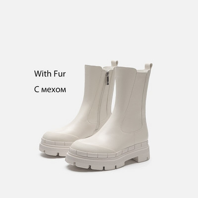 2023. gada modes dizaineru platformas zābaki Sieviešu puszābaki ar biezu papēžu sānu rāvējslēdzēju Sievietēm rudens ziemas īsi INS stila zābaki