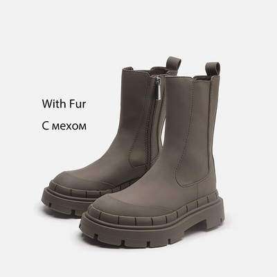 2023. gada modes dizaineru platformas zābaki Sieviešu puszābaki ar biezu papēžu sānu rāvējslēdzēju Sievietēm rudens ziemas īsi INS stila zābaki