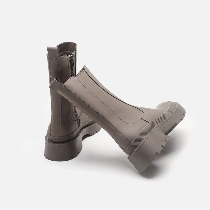 2023. gada modes dizaineru platformas zābaki Sieviešu puszābaki ar biezu papēžu sānu rāvējslēdzēju Sievietēm rudens ziemas īsi INS stila zābaki