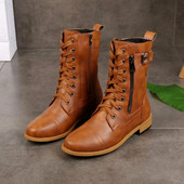 Γυναικείες casual μακριά γυναικείες μπότες με χαμηλό τακούνι μόδας Universal με φερμουάρ, στρογγυλά παπούτσια Χειμερινά παπούτσια μοτοσικλέτας 2022 Νέος αστράγαλος