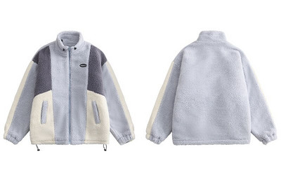 Hiphopa flīsa ziemas parka jaka Streetwear krāsains bloks raibs kokvilnas biezs silts mētelis 2022. gada Harajuku jakas