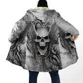 Зимно мъжко наметало с качулка Crazy Skull With Angel Wings 3D Printing Полярна ветровка Unisex Casual Thick Warm Hood cloak PF11