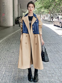 LANMREM Denim Trench Γυναικεία Μεσαίο μήκος 2022 Φθινόπωρο Νέο Πέτο με διπλό στήθος Casual Loose Παλτό Γυναικεία Μόδα 2R3331