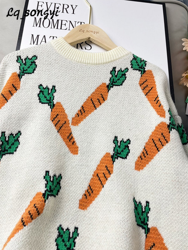 Pulover Radish uzorak Jacquard pleteni puloveri Novi Jesen Zima Slatka topla dolčevita Džemper s O izrezom Lq_songyi LQ3