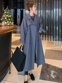 LANMREM 2022. Jesenski trenč kaput za žene s dvostrukim kopčanjem, jednobojna široka duga vjetrovka, ženska moda 2R1217