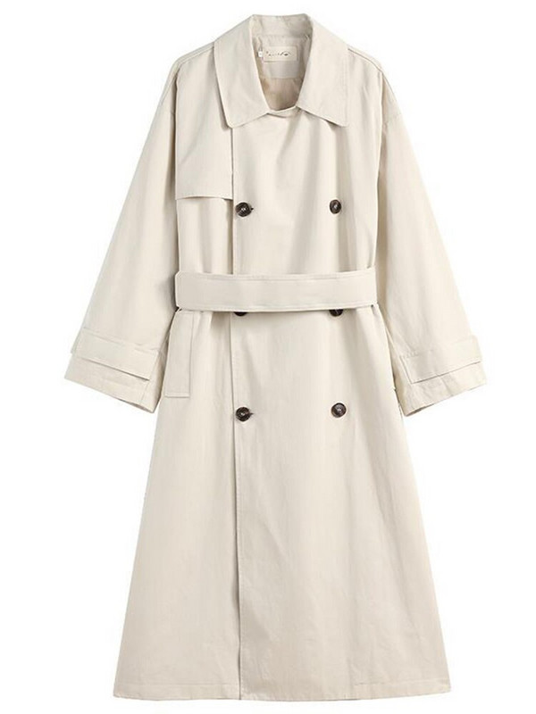 LANMREM 2022. Jesenski trenč kaput za žene s dvostrukim kopčanjem, jednobojna široka duga vjetrovka, ženska moda 2R1217