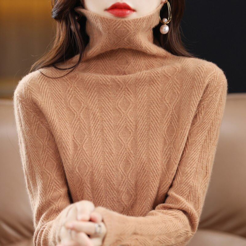 Κασμίρ Πουλόβερ Γυναικεία Πλεκτά Πλεκτά Πουλόβερ 100% Μαλλί Merino Μακρυμάνικο Πλεκτό Χοντρό Πουλόβερ Φθινοπωρινά Χειμερινά Ρούχα Jumper