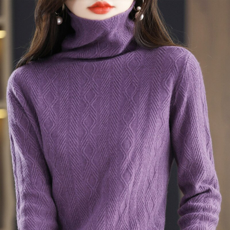Κασμίρ Πουλόβερ Γυναικεία Πλεκτά Πλεκτά Πουλόβερ 100% Μαλλί Merino Μακρυμάνικο Πλεκτό Χοντρό Πουλόβερ Φθινοπωρινά Χειμερινά Ρούχα Jumper