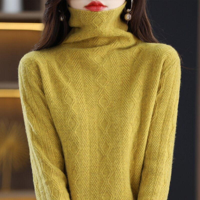 Κασμίρ Πουλόβερ Γυναικεία Πλεκτά Πλεκτά Πουλόβερ 100% Μαλλί Merino Μακρυμάνικο Πλεκτό Χοντρό Πουλόβερ Φθινοπωρινά Χειμερινά Ρούχα Jumper