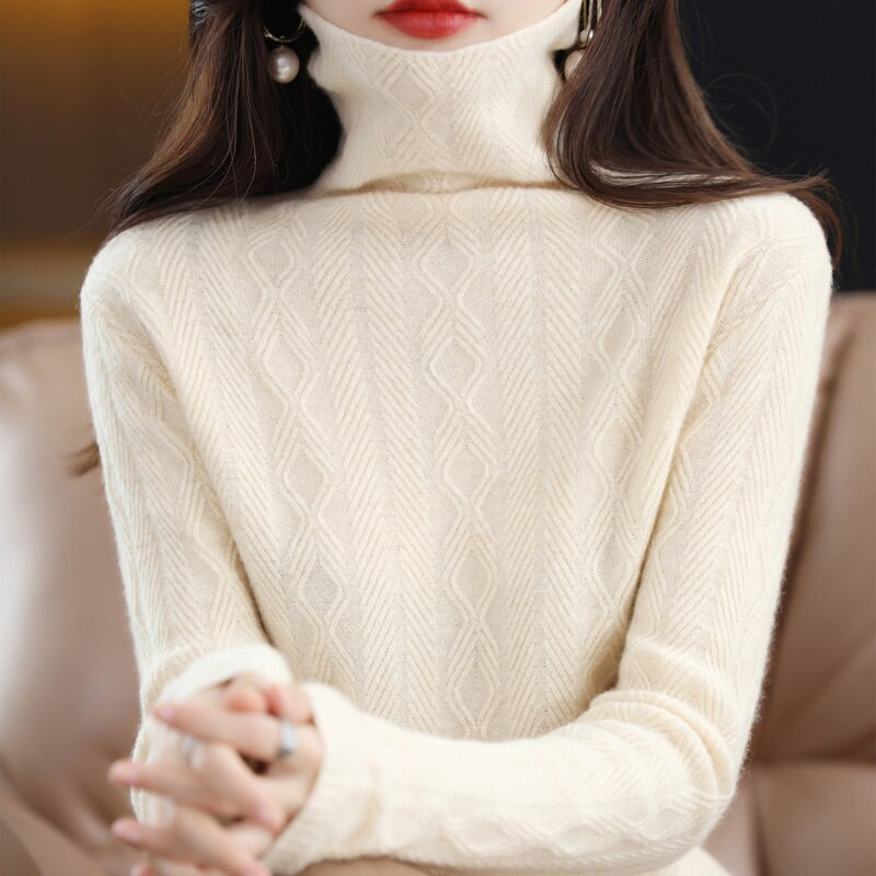 Κασμίρ Πουλόβερ Γυναικεία Πλεκτά Πλεκτά Πουλόβερ 100% Μαλλί Merino Μακρυμάνικο Πλεκτό Χοντρό Πουλόβερ Φθινοπωρινά Χειμερινά Ρούχα Jumper