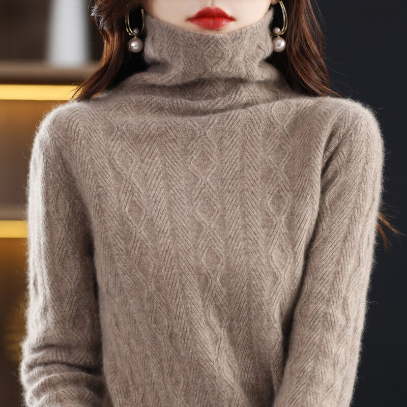 Κασμίρ Πουλόβερ Γυναικεία Πλεκτά Πλεκτά Πουλόβερ 100% Μαλλί Merino Μακρυμάνικο Πλεκτό Χοντρό Πουλόβερ Φθινοπωρινά Χειμερινά Ρούχα Jumper