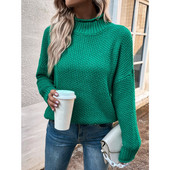 Χειμερινό ζεστό πουλόβερ Κορυφαία γυναικεία μόδα Χαλαρά πλεκτό πουλόβερ με λαιμόκοψη πουλόβερ 2022 Νέα γυναικεία μόδα