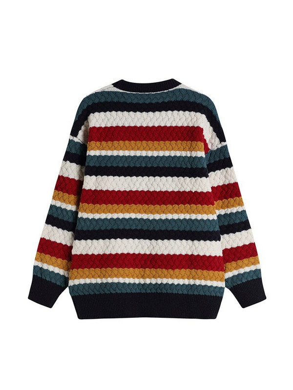 Jesen Zima Ženski 2022. Vintage prugasti pleteni džemper kontrastne boje širok široki pleteni pulover s dugim rukavima trendi dizajna
