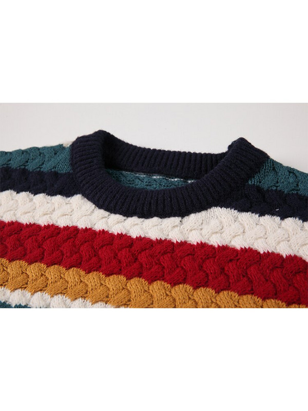 Jesen Zima Ženski 2022. Vintage prugasti pleteni džemper kontrastne boje širok široki pleteni pulover s dugim rukavima trendi dizajna