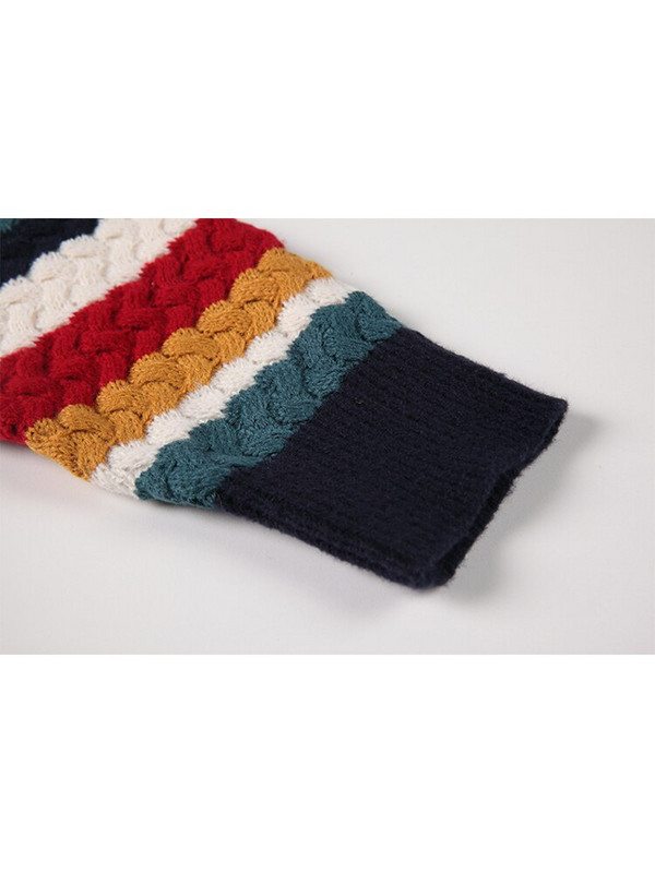 Jesen Zima Ženski 2022. Vintage prugasti pleteni džemper kontrastne boje širok široki pleteni pulover s dugim rukavima trendi dizajna