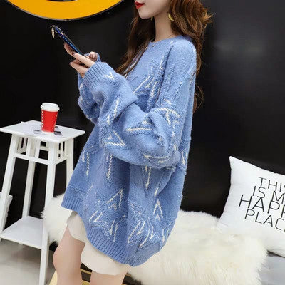 Pulover sa zvjezdanim vezom Ženski svježi džemper Jesen Zima Korejska verzija Široka bluza Ulična odjeća Puloveri Džemper Jakna Kaput