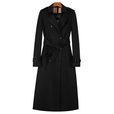 Ženska duga vjetrovka do koljena Pamučna engleska karirana podstava s dvostrukim kopčanjem Klasični krojeni Trenč kaput otporan na kišu Boutique wom