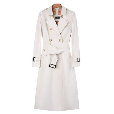 Ženska duga vjetrovka do koljena Pamučna engleska karirana podstava s dvostrukim kopčanjem Klasični krojeni Trenč kaput otporan na kišu Boutique wom