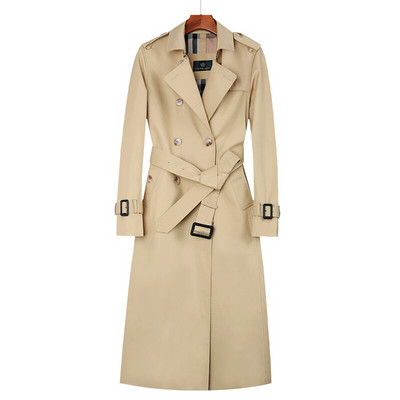 Ženska duga vjetrovka do koljena Pamučna engleska karirana podstava s dvostrukim kopčanjem Klasični krojeni Trenč kaput otporan na kišu Boutique wom