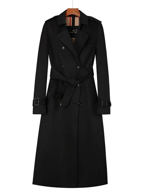 Ženska duga vjetrovka do koljena Pamučna engleska karirana podstava s dvostrukim kopčanjem Klasični krojeni Trenč kaput otporan na kišu Boutique wom