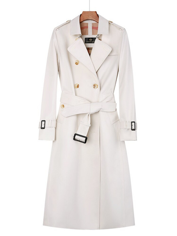 Ženska duga vjetrovka do koljena Pamučna engleska karirana podstava s dvostrukim kopčanjem Klasični krojeni Trenč kaput otporan na kišu Boutique wom