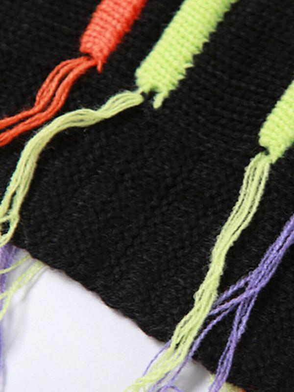 Ošišani ženski pulover s resicama, široki pleteni jesenski ženski pulover s O-izrezom i dugim rukavima, široki gornji dio