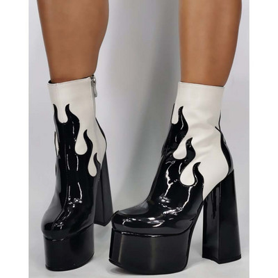 Σχέδιο επωνυμίας Εξαιρετικής ποιότητας Patchwork Μπότες με ψηλά τακούνια Πλατφόρμα 2021 Σέξι κομψά γυναικεία παπούτσια μόδας μεγάλο μέγεθος 35-47