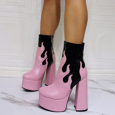 Σχέδιο επωνυμίας Εξαιρετικής ποιότητας Patchwork Μπότες με ψηλά τακούνια Πλατφόρμα 2021 Σέξι κομψά γυναικεία παπούτσια μόδας μεγάλο μέγεθος 35-47