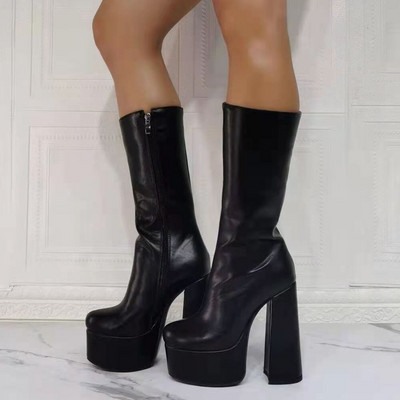 Σχέδιο επωνυμίας Εξαιρετικής ποιότητας Patchwork Μπότες με ψηλά τακούνια Πλατφόρμα 2021 Σέξι κομψά γυναικεία παπούτσια μόδας μεγάλο μέγεθος 35-47