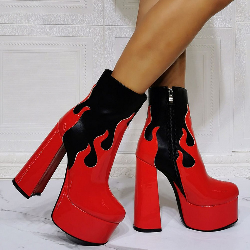 Σχέδιο επωνυμίας Εξαιρετικής ποιότητας Patchwork Μπότες με ψηλά τακούνια Πλατφόρμα 2021 Σέξι κομψά γυναικεία παπούτσια μόδας μεγάλο μέγεθος 35-47