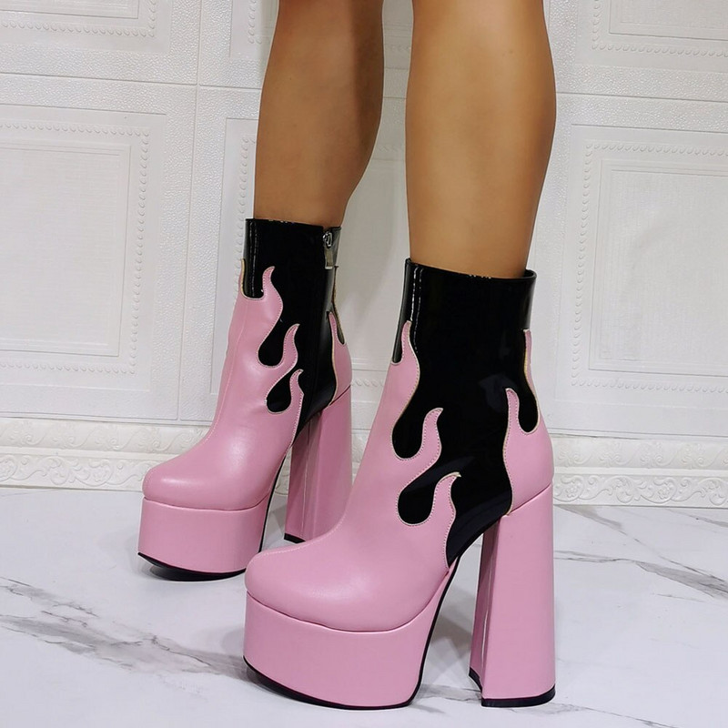 Σχέδιο επωνυμίας Εξαιρετικής ποιότητας Patchwork Μπότες με ψηλά τακούνια Πλατφόρμα 2021 Σέξι κομψά γυναικεία παπούτσια μόδας μεγάλο μέγεθος 35-47