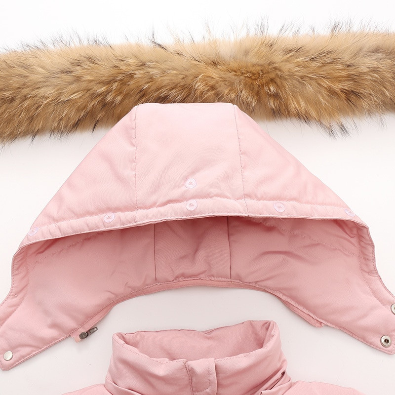 Βρεφικές φόρμες Parka Real Fur με κουκούλα για αγόρι Χειμερινό πουπουλένιο μπουφάν Ζεστό παιδικό παλτό Παιδικό χιονοστιβάδα Snow toddler girl Σετ ρούχων