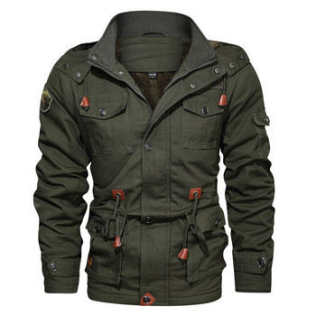 Дебела топла мъжка парка Зимно яке Fleece Multi-pocket Casual Tactical Army Jacket Men Plus Size 5XL Jaquetas masculina с качулка