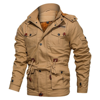Bieza silta vīriešu Parka ziemas jaka Flīsa vairāku kabatu ikdienas taktiskā armijas jaka vīriešu lielizmēra 5XL Jaquetas masculina ar kapuci