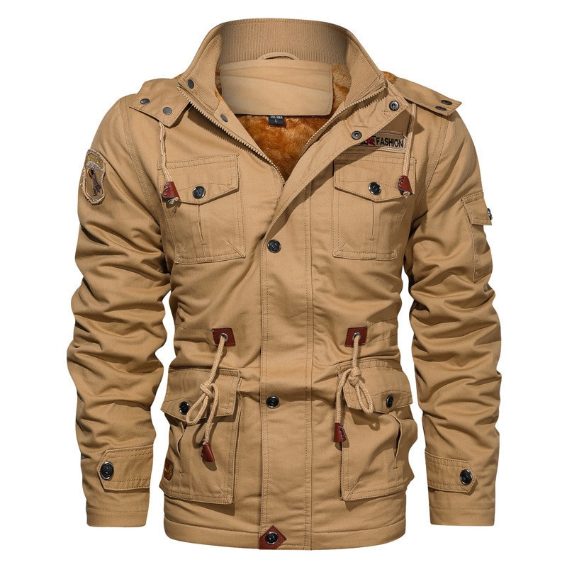 Χοντρό ζεστό ανδρικό Parka Winter Jacket Fleece Πολλαπλή τσέπη Casual Tactical Army Ανδρικό τζάκετ Plus Size 5XL Jaquetas masculina με κουκούλα