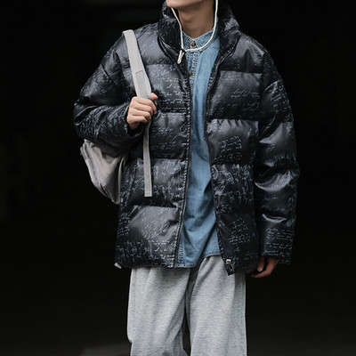 Vīriešu PU ādas parkas Privathinker biezas kokvilnas mētelis, polsterēts rūtains mētelis Modes zīmola statīvs apkakle Vīriešu unisex ziemas jakas